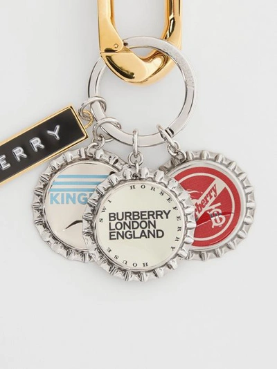 Shop Burberry Gold And Palladium-plated Bottle Cap Charm In Multicolour