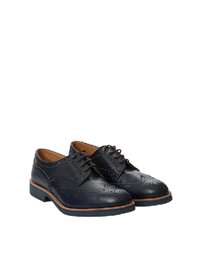 Shop Tricker's Leather Derby Shoes In Blue