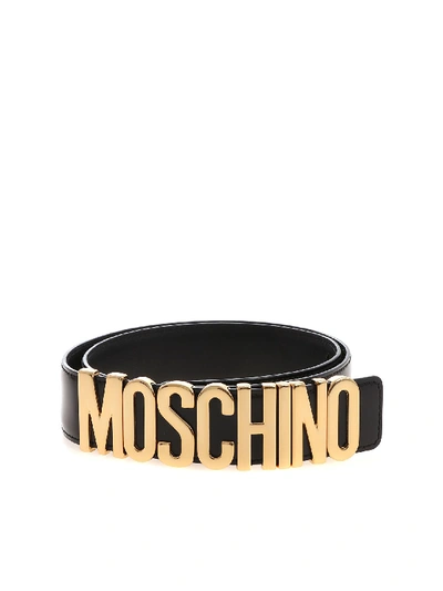 Moschino Cintura Con Scritta Logo Oro In Black | ModeSens