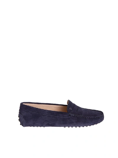 Shop Tod's Gommino Driving Shoes In Blue Suede