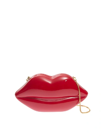 Shop Lulu Guinness Lips Clutch In Red