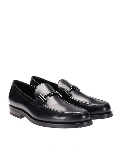 Shop Tod's Leather Loafers In Black