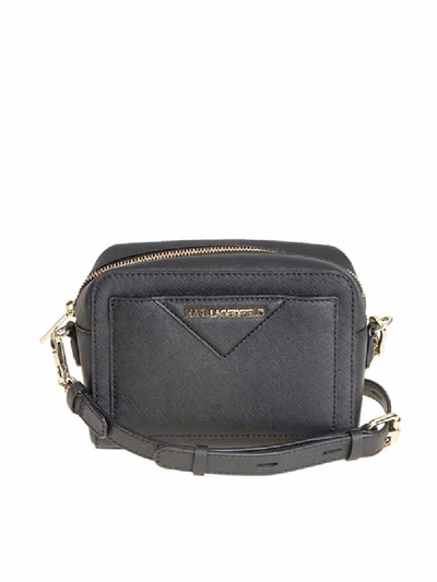 Shop Karl Lagerfeld Saffian Effect Leather Bag In Black