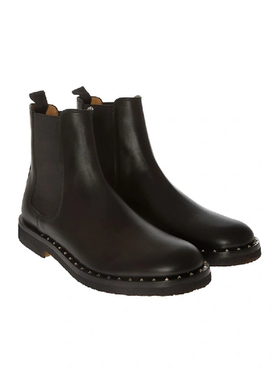 Shop Valentino Chelsea Ankle Boots In Black