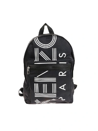 Shop Kenzo Black Logo Printed Backpack