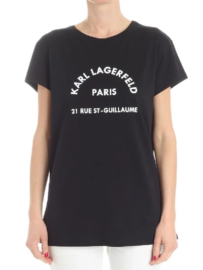 Shop Karl Lagerfeld Black T-shirt With Logo Print