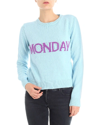 Shop Alberta Ferretti Light Blue Wool And Cashmere Monday Pullover