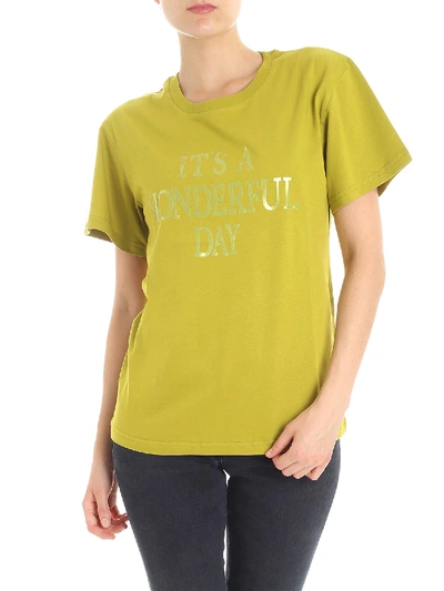 Shop Alberta Ferretti Green It's A Wonderful Day T-shirt