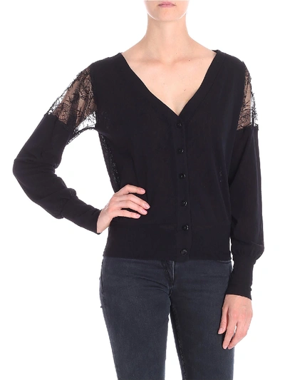 Shop Fuzzi Black Cardigan With Lace