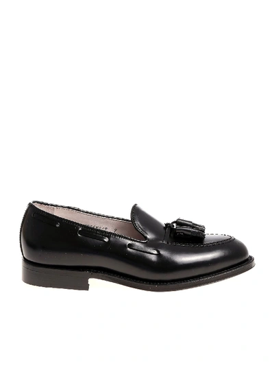 Shop Alden Shoe Company Alden Black Leather Loafers With Tassels