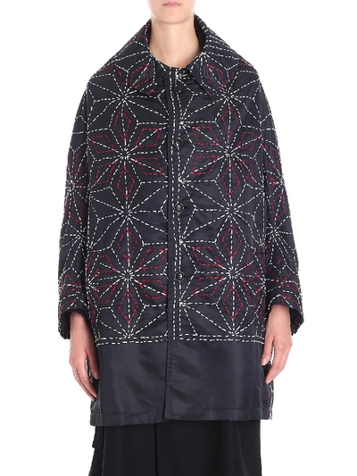 Shop Y's Dark Blue Coat With Red And White Embroidery