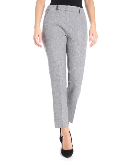 Shop Peserico Melange Gray Crop Trousers In Grey