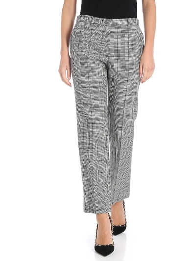 Shop Red Valentino Black And White Prince Of Wales Trousers In Grey