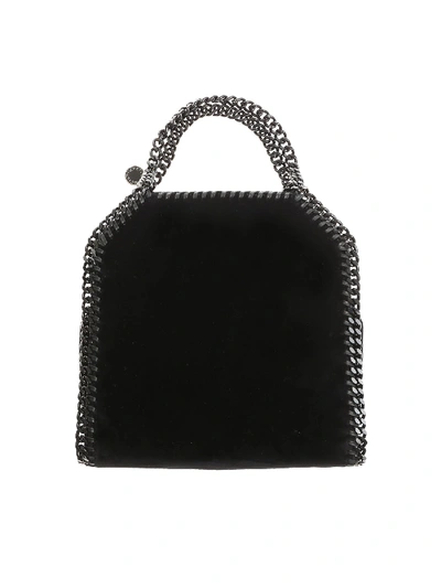 Shop Stella Mccartney Black Velvet "falabella Mini" Bag