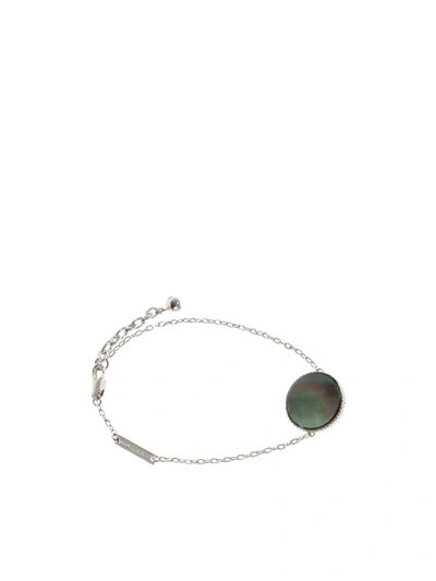 Shop Marc Jacobs Silver Pearlescent Logo Chain Bracelet