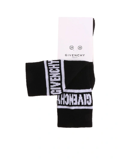 Shop Givenchy Black Socks With White Logo Embroidery