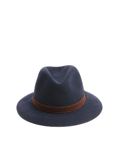 Shop Borsalino Alessandria Blue Felt Hat