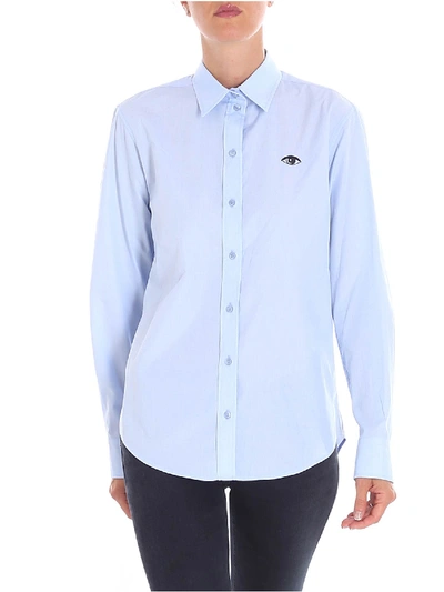 Shop Kenzo Light-blue Eye Embroidery Shirt In Light Blue