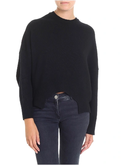 Shop Valentino Black Boxy Sweater With Asymmetric Hem