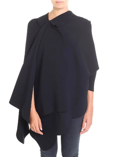 Shop Valentino Black Cape With Wavy Edges