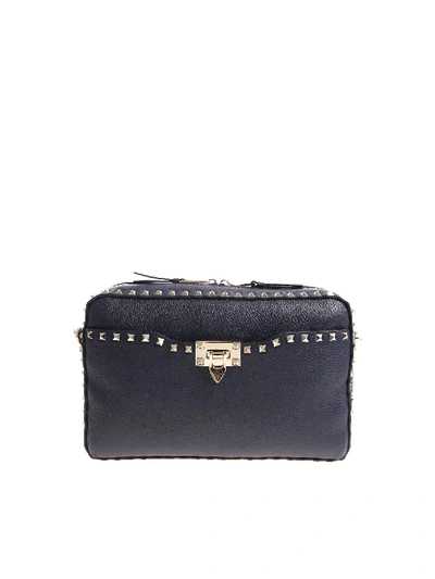 Shop Valentino Blue Shoulder Bag With Studs