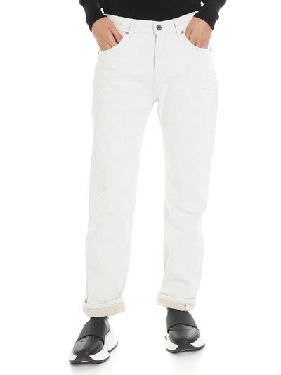 Shop Pence Guenda White Jeans With Vintage Effect