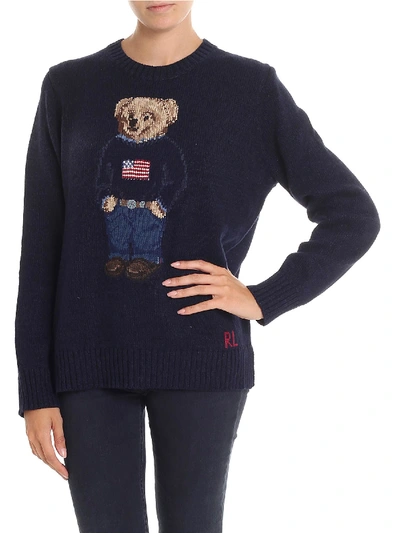 Shop Polo Ralph Lauren Blue Melange Teddy Pullover