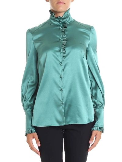 Shop True Royal Green Shirt With Pleated Inserts