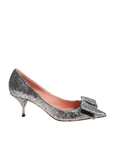 Shop Rochas Silver Pumps With Bow