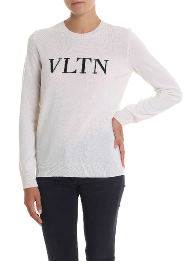 Shop Valentino Vltn Cream-colored Pullover In White