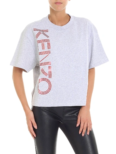 Shop Kenzo Grey Boxy Logo T-shirt