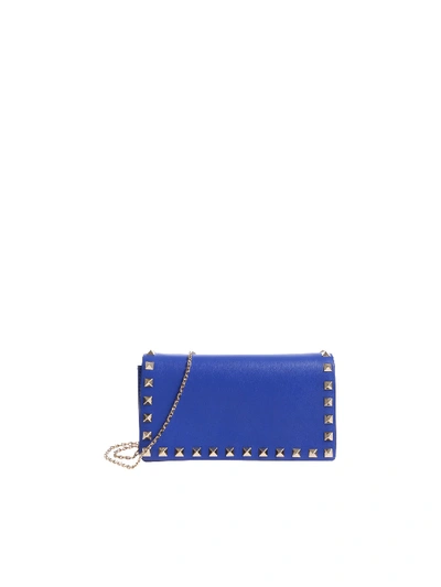 Shop Valentino Bluette Clutch With Golden Studs