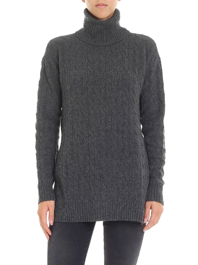 Shop Polo Ralph Lauren Anthracite Color Flared Turtleneck In Grey