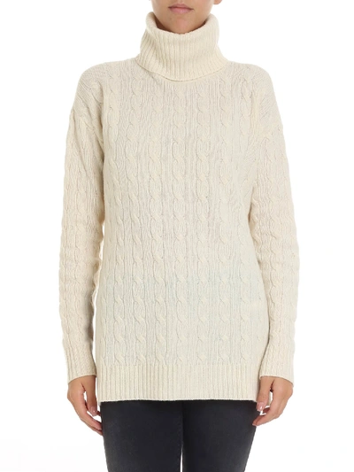 Shop Polo Ralph Lauren Cream-colored Flared Turtleneck