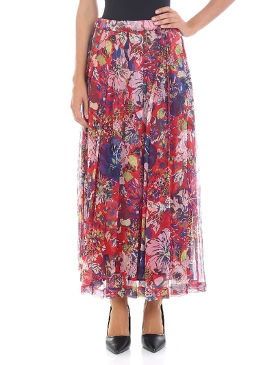 Shop Aspesi Multicolor Pleated Silk Skirt