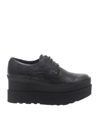 Shop Paloma Barceló Black Leather Wedge Derby Shoes