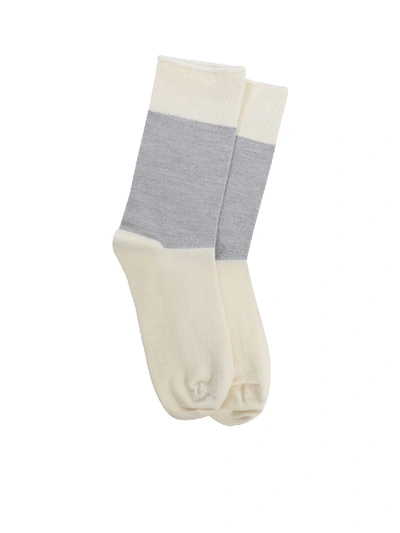 Shop Sofie D'hoore Cream And Grey Socks In White