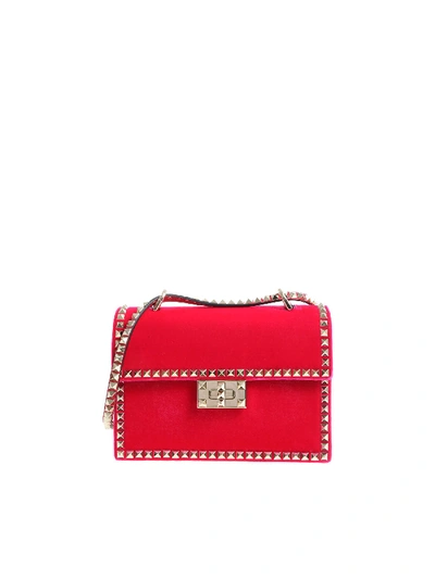 Shop Valentino "rockstud" Fuchsia Leather Bag