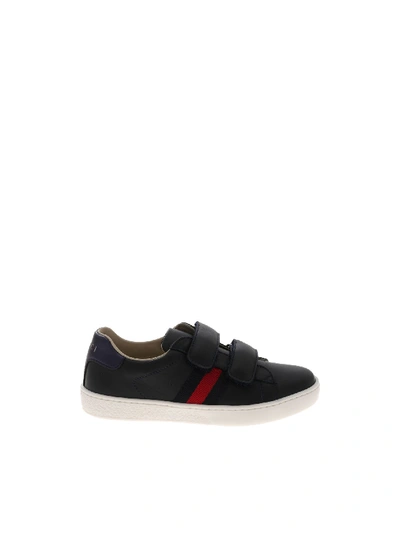 Shop Gucci Blue Leather Sneaker