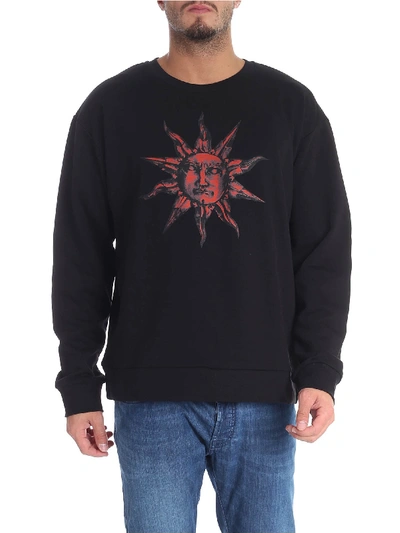 Shop Fausto Puglisi Black Sweatshirt With Red Sun Print