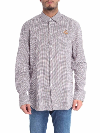 Shop Vivienne Westwood Anglomania White Check Shirt With Logo In Beige