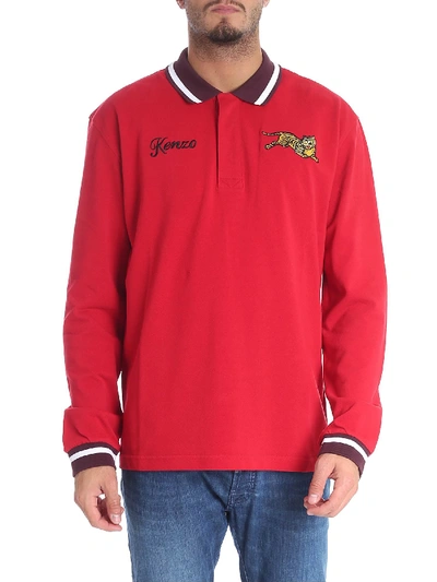 Shop Kenzo "jumping Tiger" Red Polo