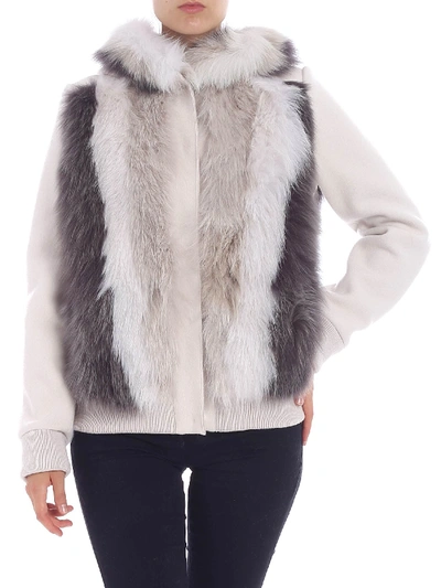 Shop Lorena Antoniazzi Ice-colored Knitted Jacket In White