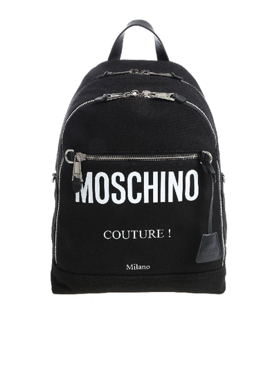 Shop Moschino Black Canvas Backpack
