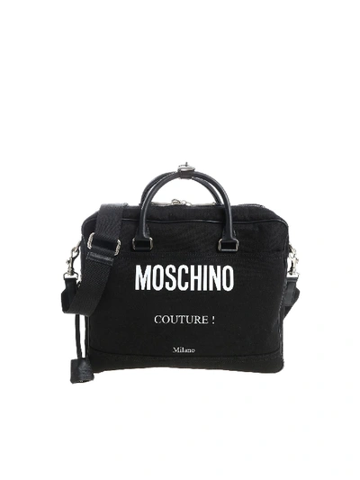 Shop Moschino Black Fabric Handbag With Padlock