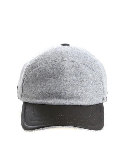 Shop Fedeli Grey Cap With Leather Details