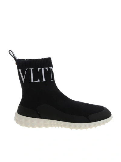 Shop Valentino Black "vltn" Sneakers
