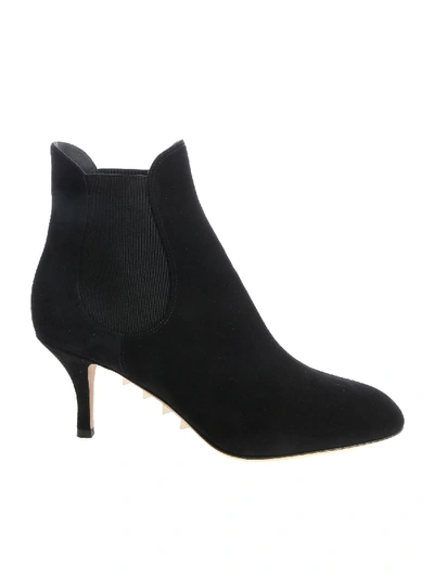 Shop Valentino Black Ankle Boots With Elastic Bands