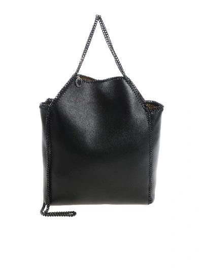 Shop Stella Mccartney Black Mini Tote Bag With Black Chain