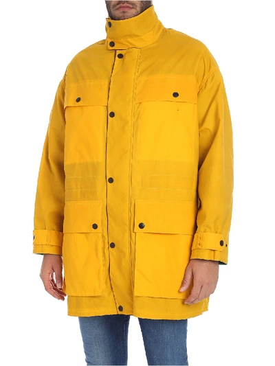 Shop Kenzo Yellow Fabric Coat